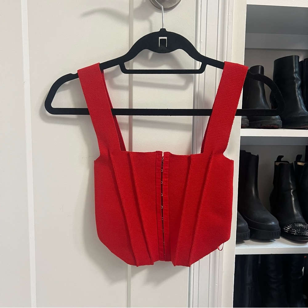 Zara red corset top crop top